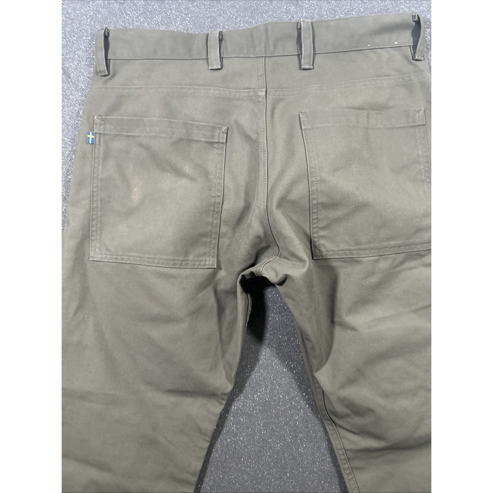 Fjallraven Pants Mens 32x31 Olive Greenland Jeans Cargo Outdoor Hike G1000 Waxed - Picture 4 of 10